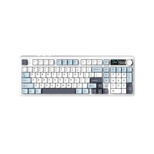 Ajazz AK980 Tri-mode with TFT Color Screen Hot-Swappable Mechanical Keyboard, Blue White
