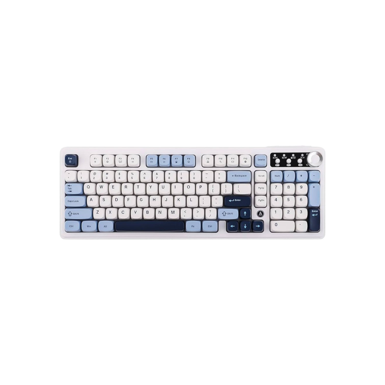 Ajazz AF98 PLUS RGB Tri-Mode Wireless Membrane Keyboard, Blue White