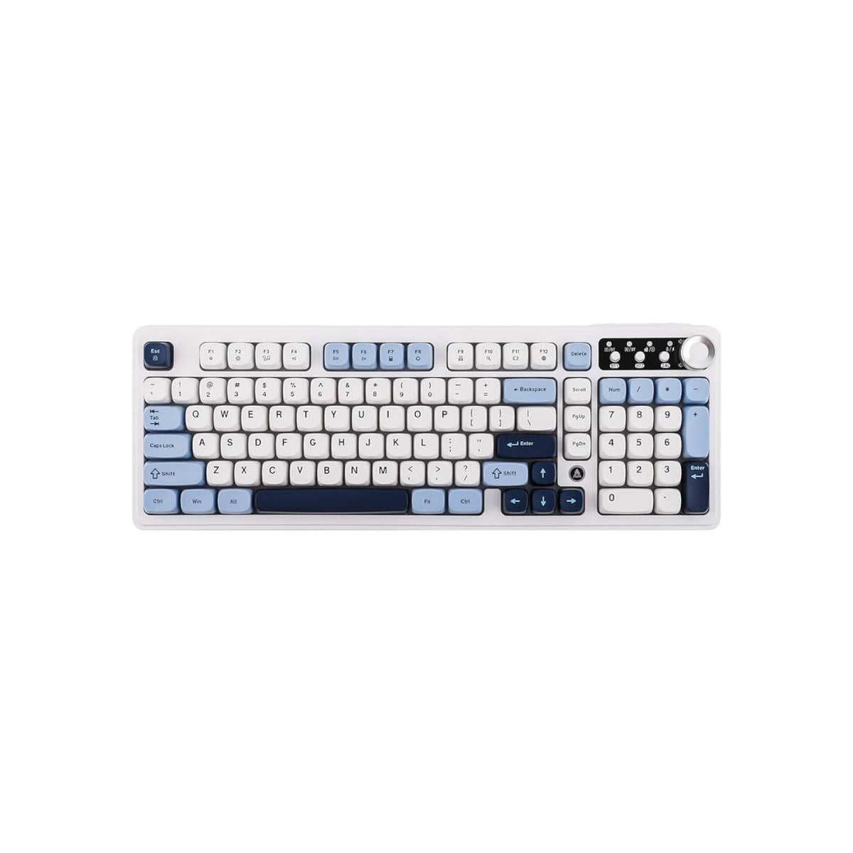 Ajazz AF98 PLUS RGB Tri-Mode Wireless Membrane Keyboard, Blue White