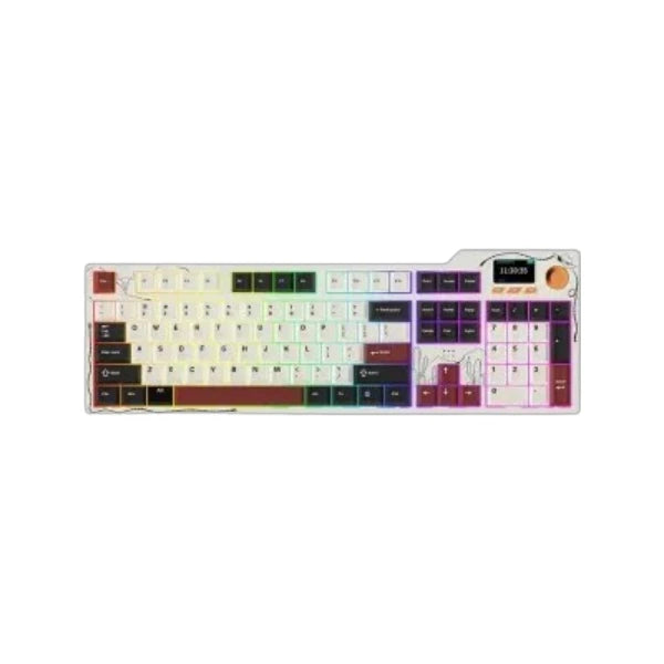 Ajazz AK35i V4 Tri-Mode Wireless RGB Mechanical Keyboard in Black, Beige, and Red colorway.
