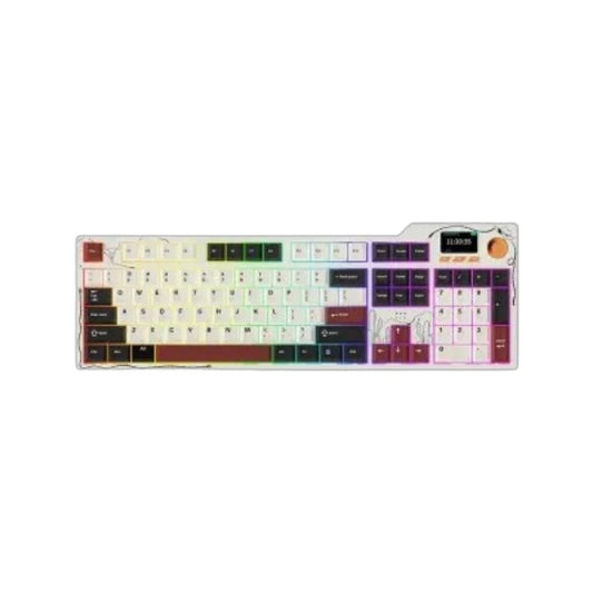 Ajazz AK35i V4 Tri-Mode Wireless RGB Mechanical Keyboard in Black, Beige, and Red colorway.