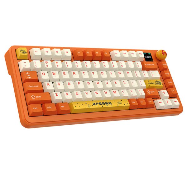 Ajazz AK820 MAX Plus Tri-Mode Wireless Mechanical Keyboard (TFT Display Version), Cheese Orange (KAJZ719)