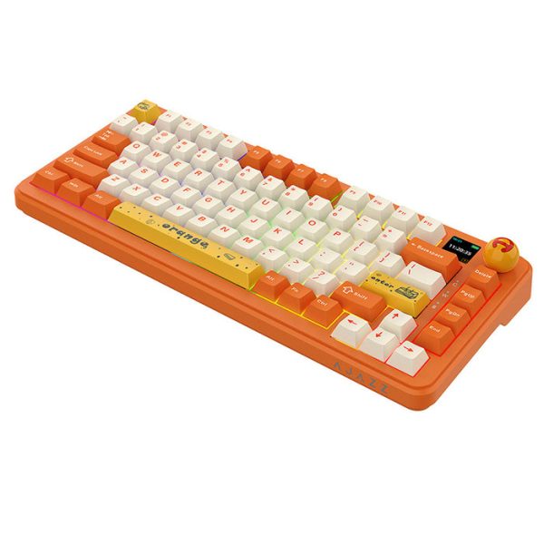 Ajazz AK820 MAX Plus Tri-Mode Wireless Mechanical Keyboard (TFT Display Version), Cheese Orange (KAJZ719)