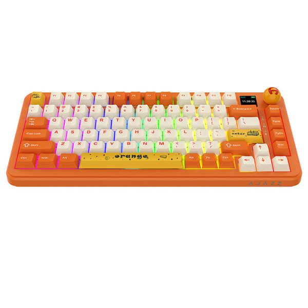 Ajazz AK820 MAX Plus Tri-Mode Wireless Mechanical Keyboard (TFT Display Version), Cheese Orange (KAJZ719)