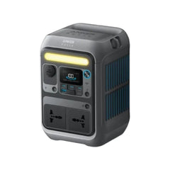 Right side view of Anker SOLIX C300 300W portable power station showing side ventilation ports and compact design.