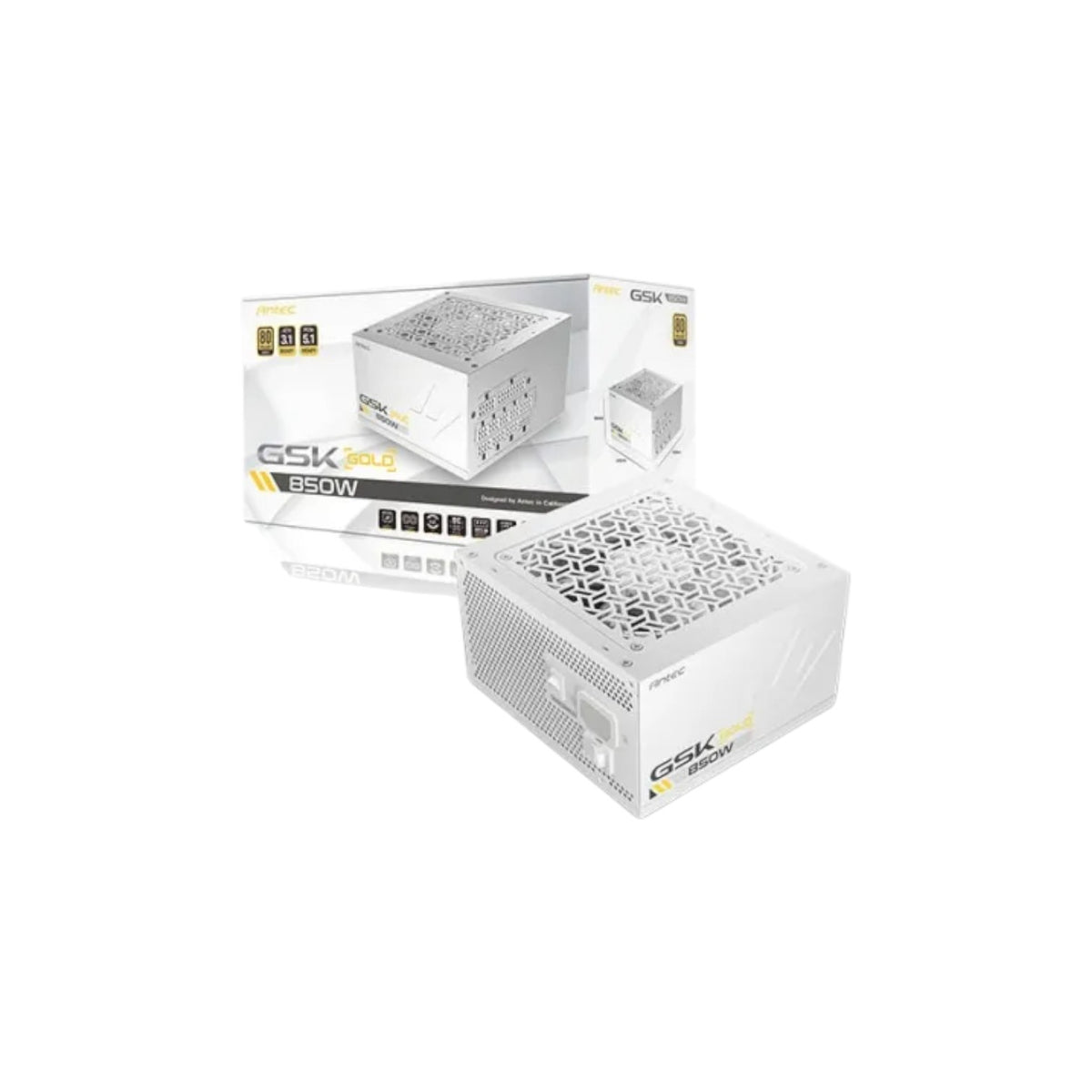 Antec GSK 850W White ATX 3.1 & PCIE 5.1 80+ Gold Full Modular Power Supply (PSA7209)