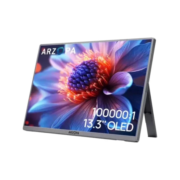 Arzopa A3C Pro 13.3-inch FHD OLED ultra-thin portable monitor display showing vivid color performance.