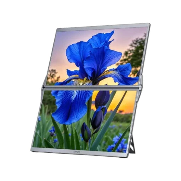 Arzopa E1 15.6-inch FHD IPS dual screen laptop screen extender portable monitor workstation setup.