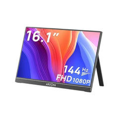 Arzopa Z1FC 16.1" 144Hz FHD 1080P IPS portable gaming monitor in black.