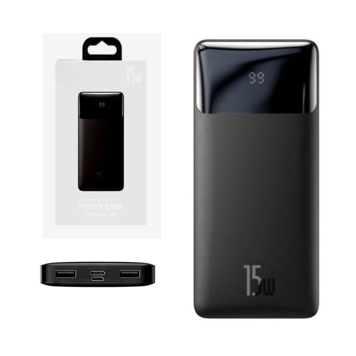 Baseus Bipow Digital Display 15W 10000mAh Power Bank (PBB7422)