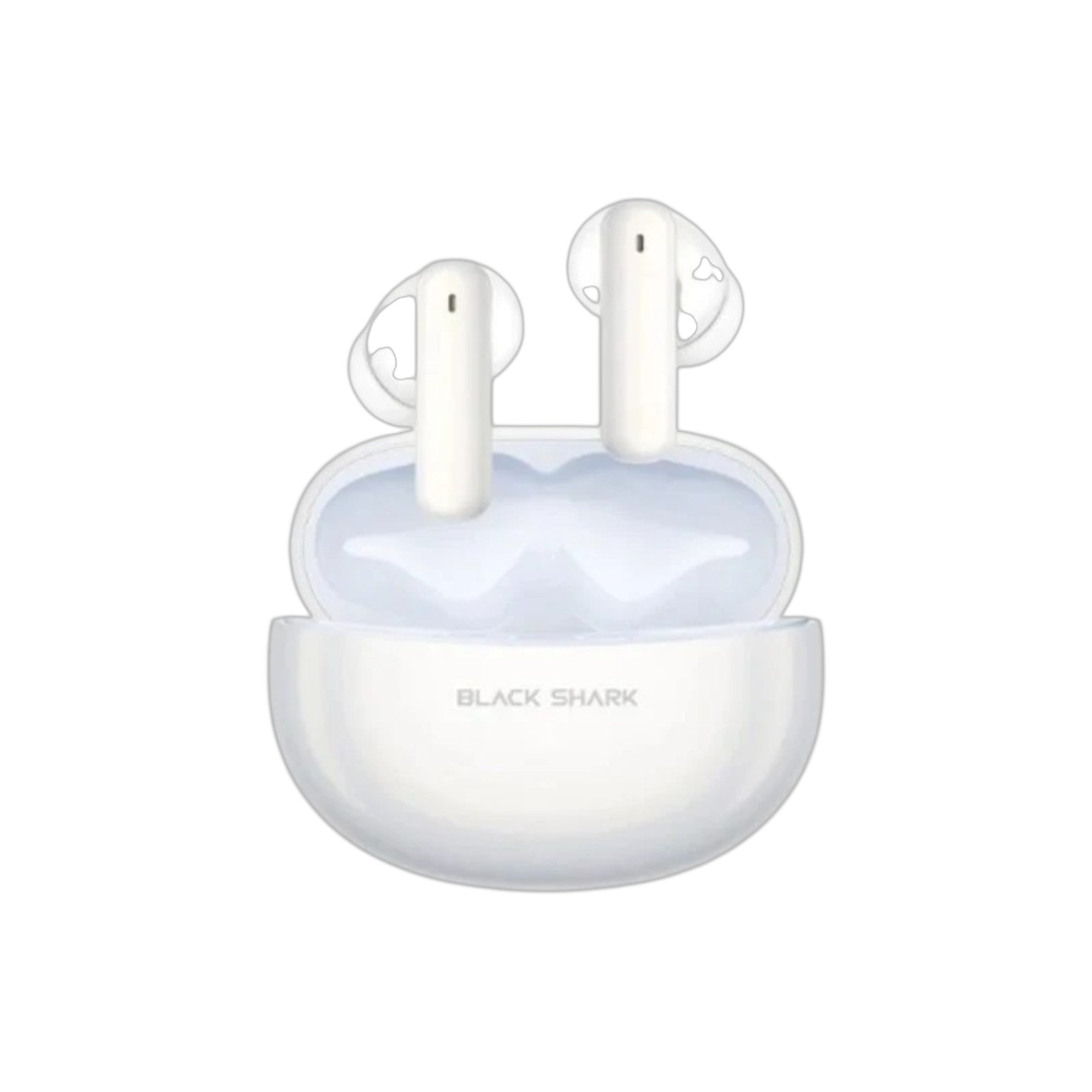 Black Shark T13 TWS wireless earbuds in white, featuring premium sound quality, ergonomic design, and a compact charging case for extended playtime.