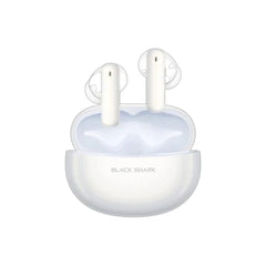 Black Shark T13 TWS wireless earbuds in white, featuring premium sound quality, ergonomic design, and a compact charging case for extended playtime.