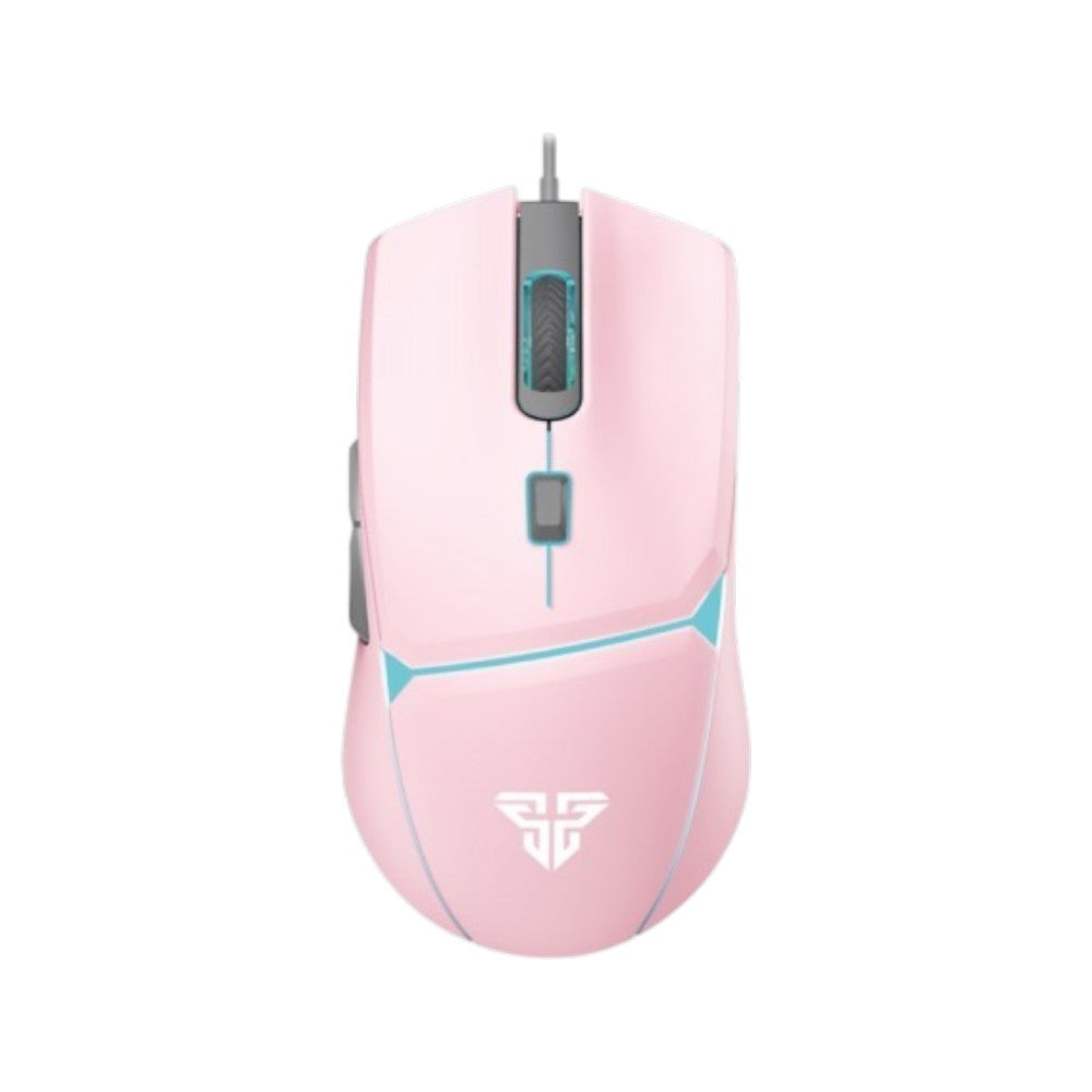 Fantech Crypto VX7 Sakura Edition 6-button USB wired gaming mouse in pink with blue accents.
