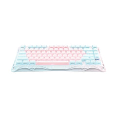 GravaStar Mercury K1 Lite Crystal Aurora tri-mode mechanical keyboard in Lumen Rose featuring a pastel blue and pink design.