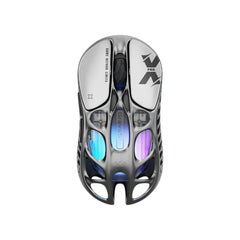 GravaStar Mercury X Pro 8KHz wireless gaming mouse in interstellar silver featuring a hollowed mecha design and lightweight magnesium alloy shell.