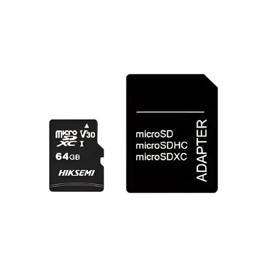 HIKSEMI Neo TF CS1 64GB V30 microSDXC memory card with SD adapter.
