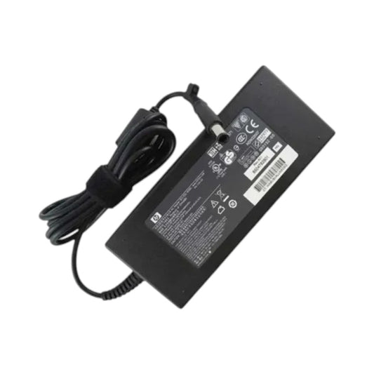 HP 150W laptop power adapter charger featuring a general port connector, 19.5V 7.89A output, and attached black cable.