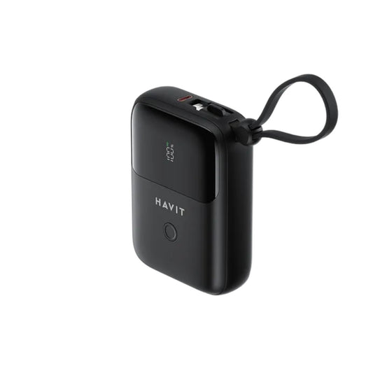 Havit PB5215 10000mah Digital Display Power Bank with USB-C & Lightning Cable