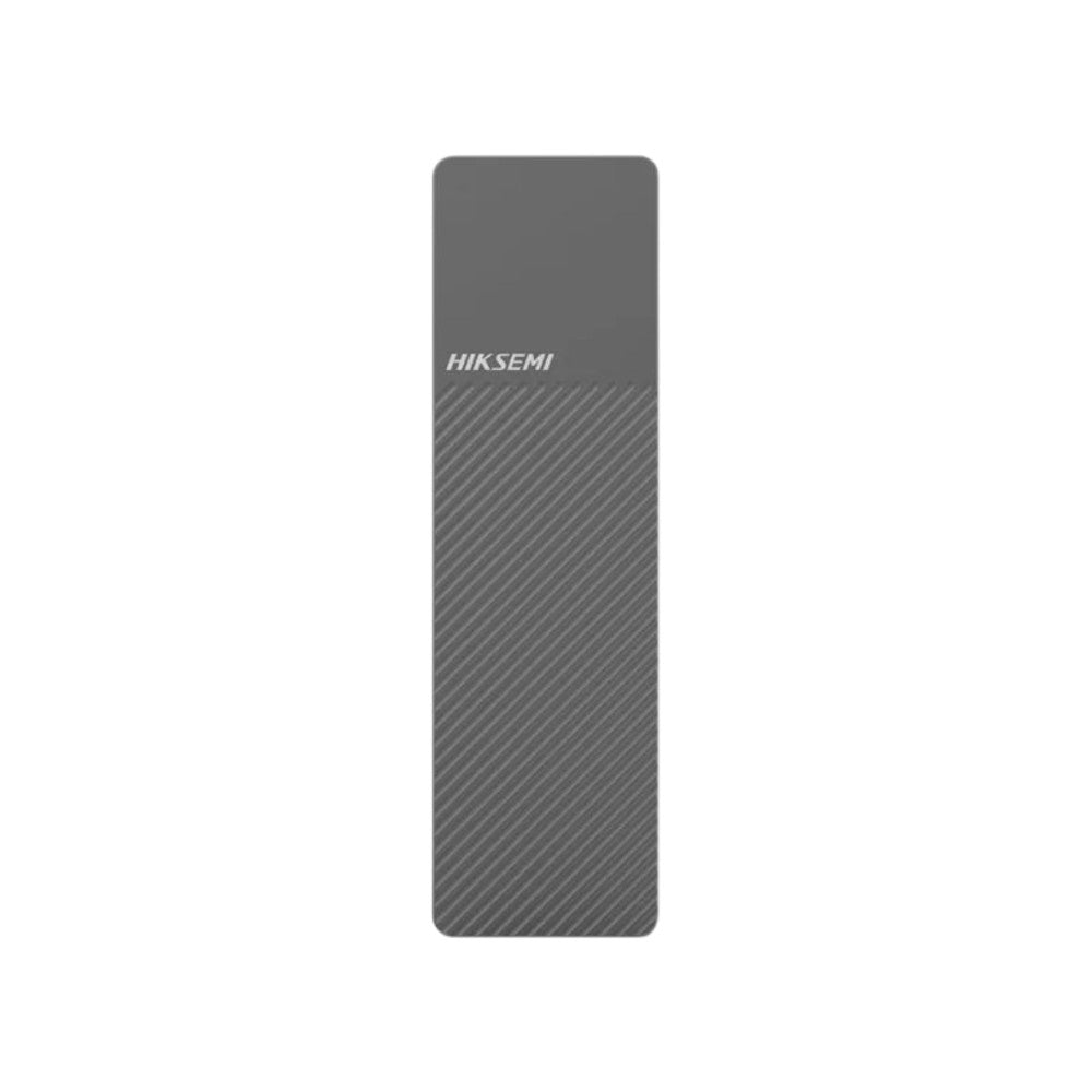 Hiksemi MD202 gray external dual-protocol M.2 NVMe and SATA SSD hard disk enclosure case with a USB-C port.