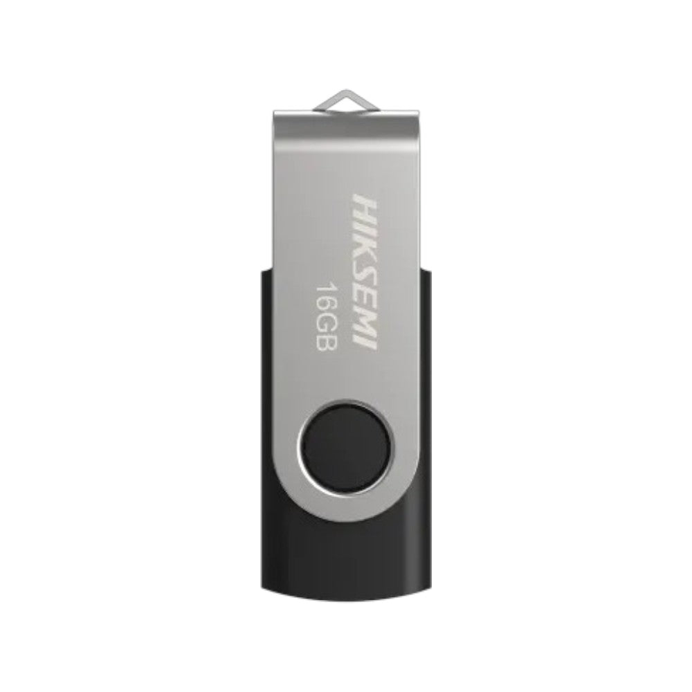 Hiksemi Rotary 64GB high-speed swivel pen drive flash drive in black and silver.