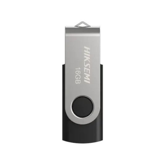 Hiksemi Rotary 64GB high-speed swivel pen drive flash drive in black and silver.