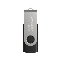Hiksemi Rotary 64GB high-speed swivel pen drive flash drive in black and silver.