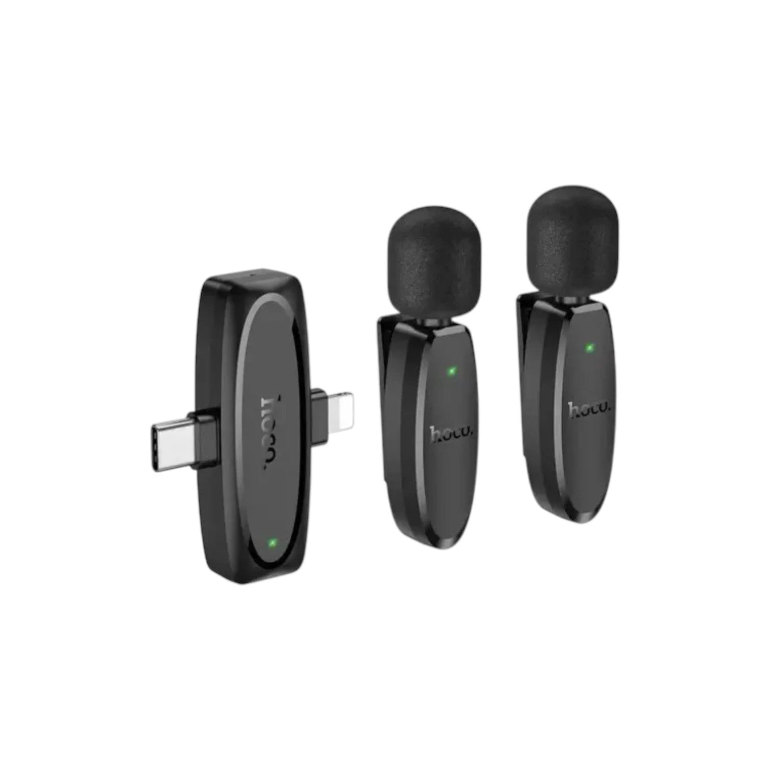 Hoco L15 Type C & Lightning Dual Mic Lavalier Wireless Microphone Black (MPHH17203)