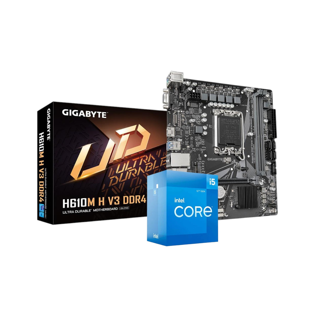 Intel 12th Gen Core i5-12400 Alder Lake Processor with GIGABYTE H610M H V3 DDR4 Micro ATX Motherboard (CO100001)