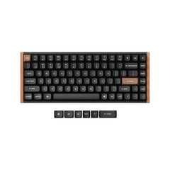 Keychron K2 HE tri-mode custom mechanical keyboard in black featuring a premium wooden frame design.
