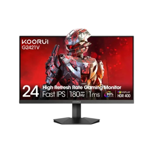 Koorui G2421V 23.8-inch gaming monitor featuring a 180Hz refresh rate, 1ms response time, QHD IPS panel, and thin bezels.