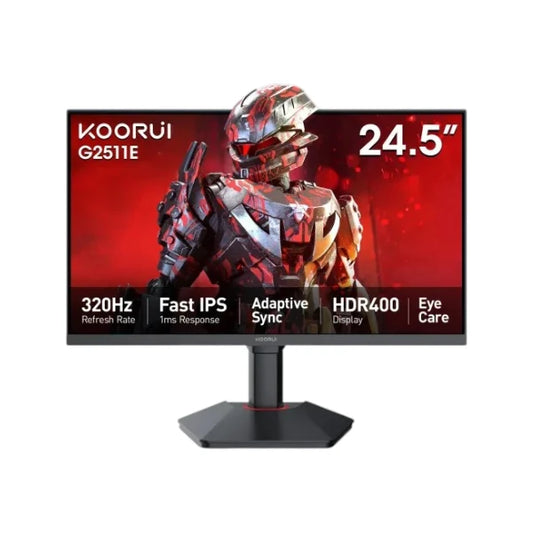 Koorui G2511E 24.5-inch esports gaming monitor featuring an ultra-fast 320Hz refresh rate, 1ms response time, and FHD IPS display.