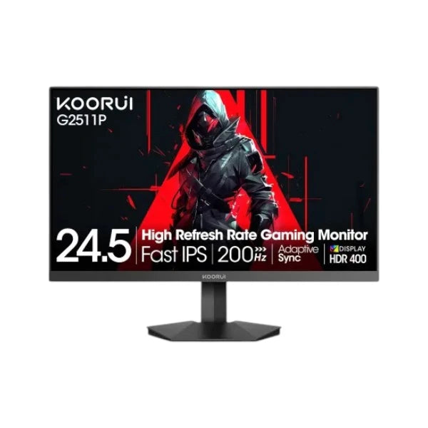Koorui G2511P 24.5-inch FHD gaming monitor featuring a fast 200Hz refresh rate, IPS panel, and sleek borderless design.
