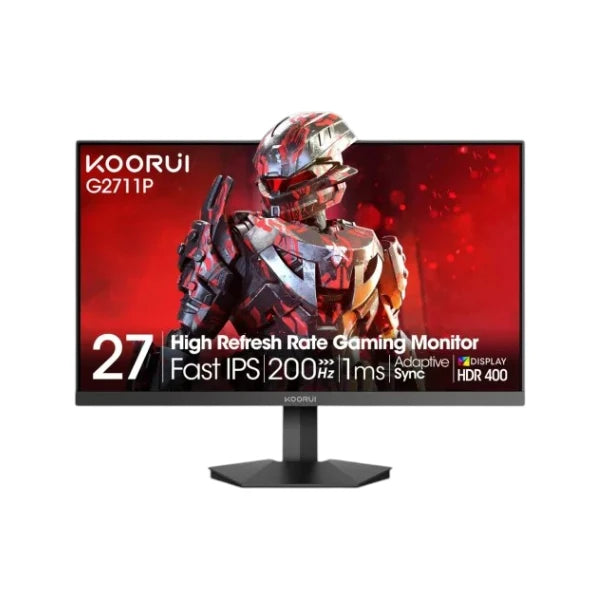 Koorui G2722P 27-inch gaming monitor featuring a 200Hz QHD IPS display, slim bezels, and adjustable stand.