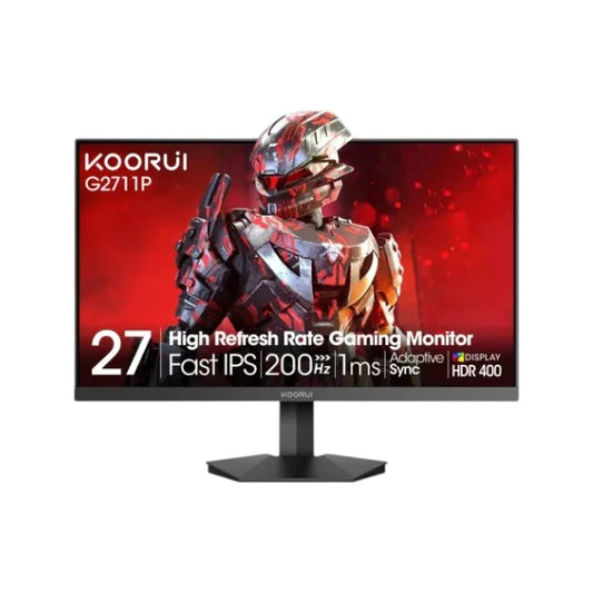 Koorui G2722P 27-inch gaming monitor featuring a 200Hz QHD IPS display, slim bezels, and adjustable stand.