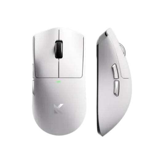 MCHOSE K7 Ultra tri-mode wireless gaming mouse in white shown in a side profile view.