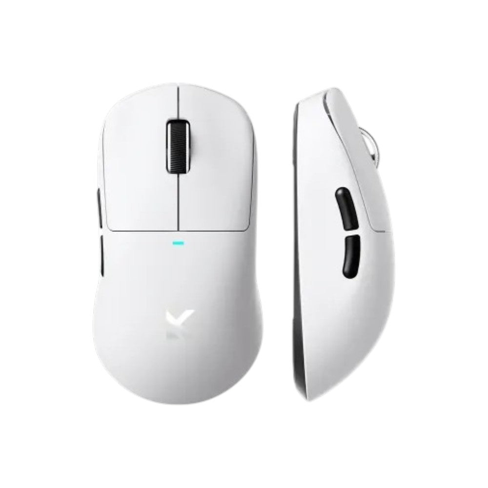 MCHOSE M7 tri-mode wireless gaming mouse in white with black buttons.