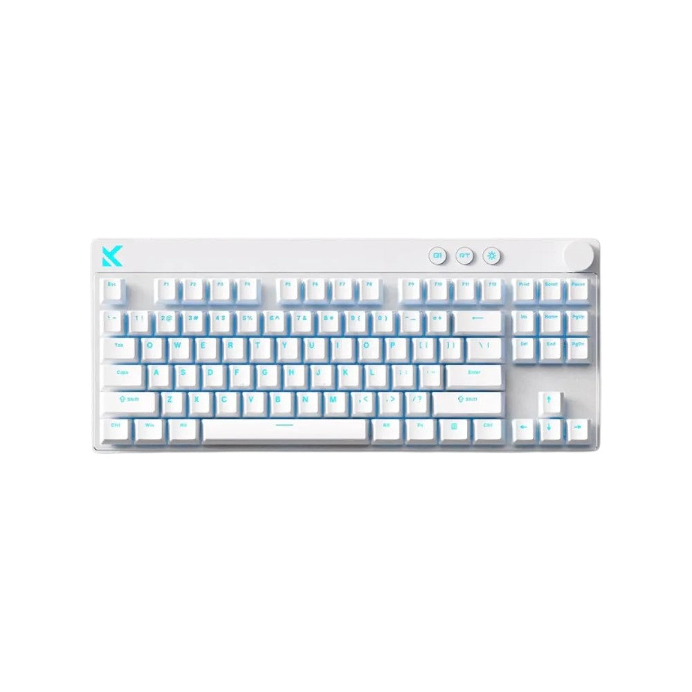 MCHOSE Mix87 HE magnetic switch gaming keyboard featuring blue accents.