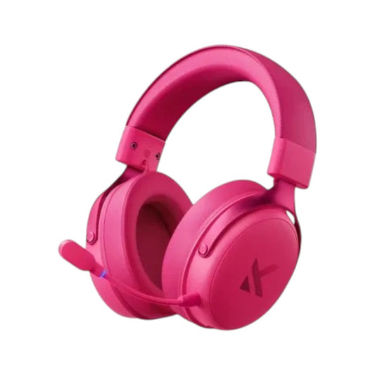 MCHOSE V9 Pro wireless gaming headset in rose red with brand logo.