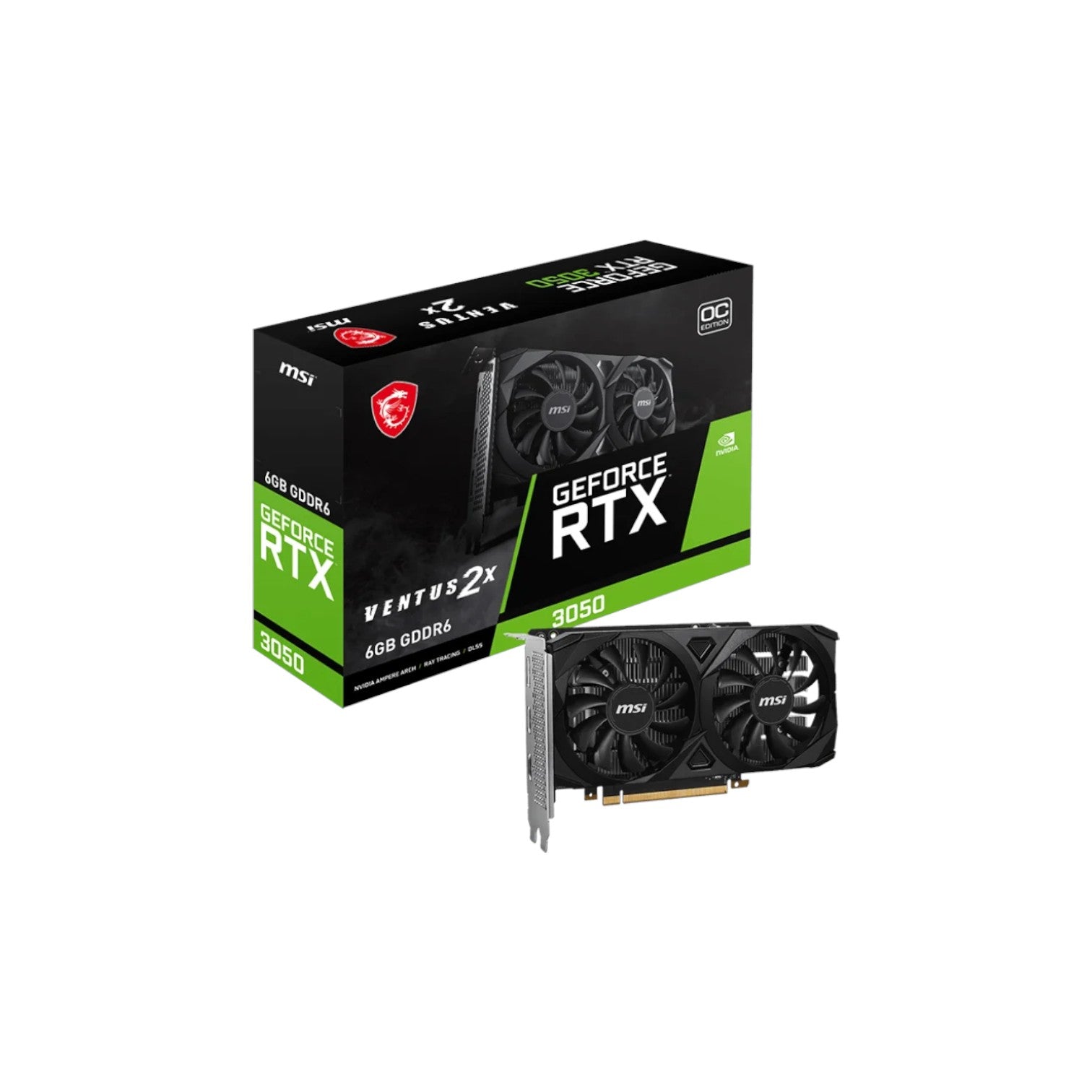 MSI GeForce RTX 3050 VENTUS 2X E 6G OC GDDR6 Graphics Card (GCMSI90735)
