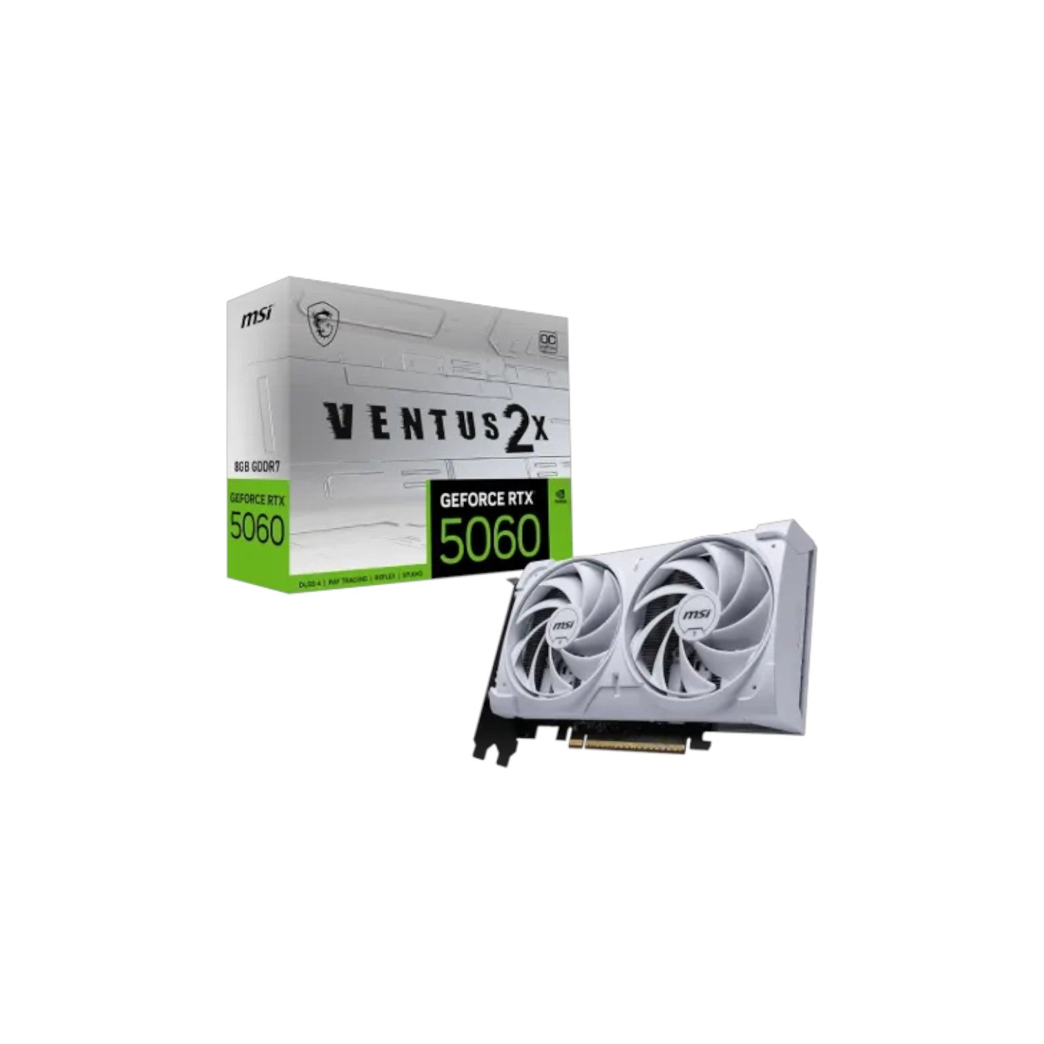 MSI GeForce RTX 5060 8G VENTUS 2X OC WHITE 8GB GDDR7 Graphics Card (GCMSI90727)