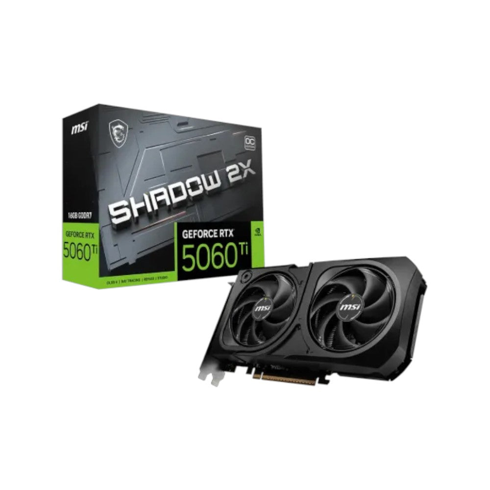MSI GeForce RTX 5060 Ti 16G SHADOW 2X OC PLUS 16GB GDDR7 Graphics Card (GCMSI90718)