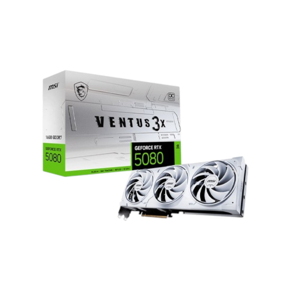 MSI GeForce RTX 5080 16G VENTUS 3X OC WHITE 16GB GDDR7 Graphics Card (GCMSI90702)