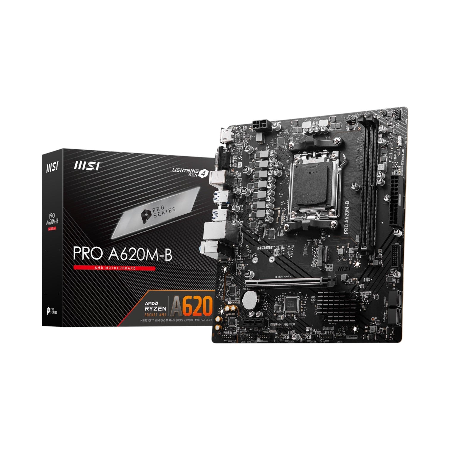 MSI PRO A620M-B AM5 mATX Motherboard (MMSIAMD5242)