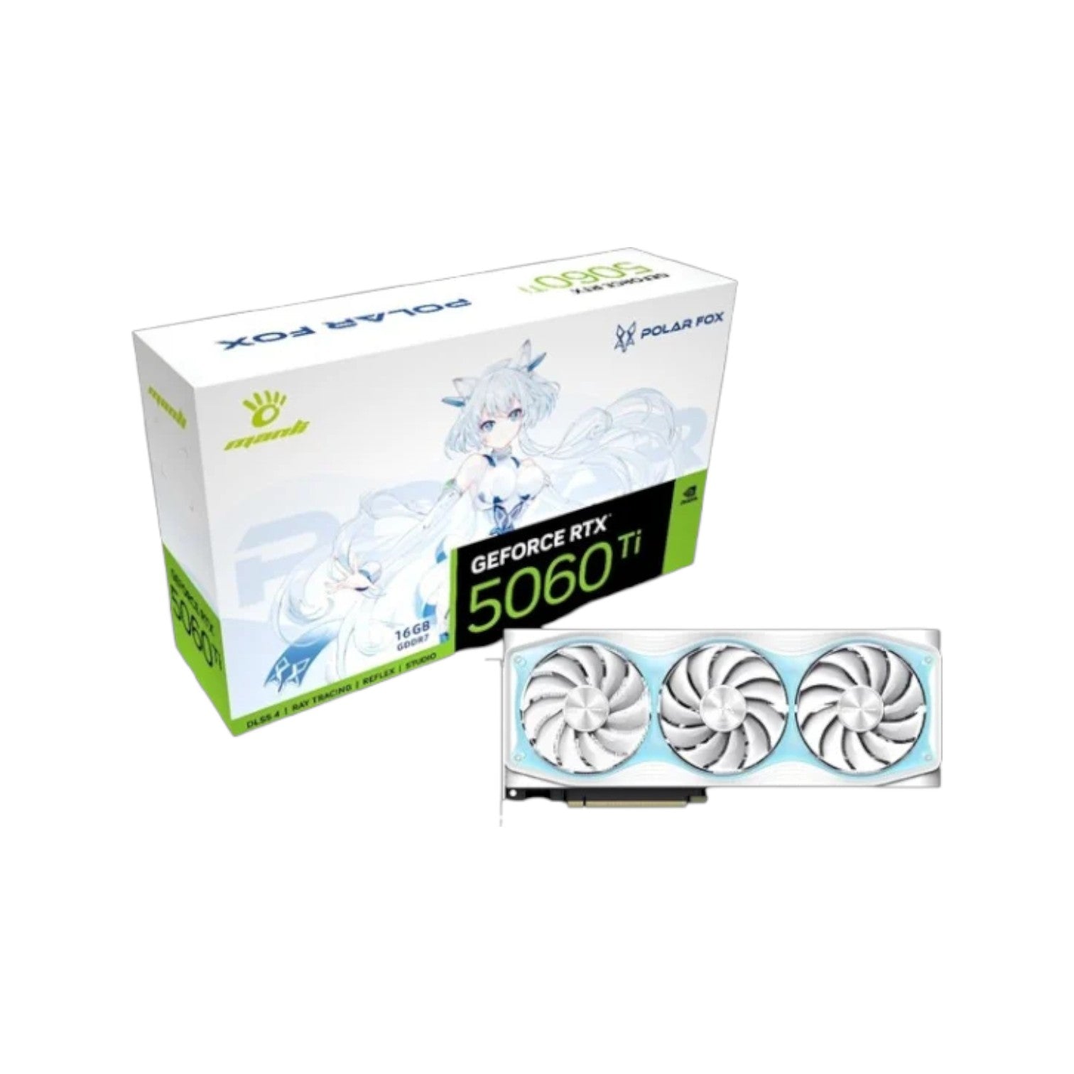 Manli Polar Fox GeForce RTX 5060 Ti OC Triple Fan 16GB GDDR7 Graphics Card (GCM90105)