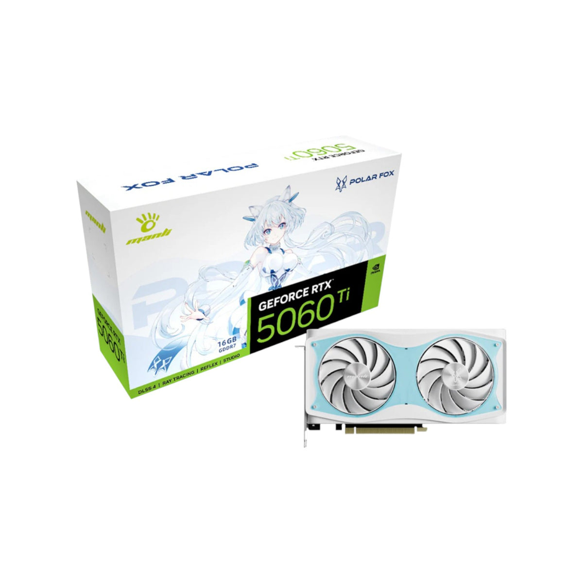 Manli Polar Fox GeForce RTX 5060 Ti OC 16GB GDDR7 Graphics Card (GCM90104)