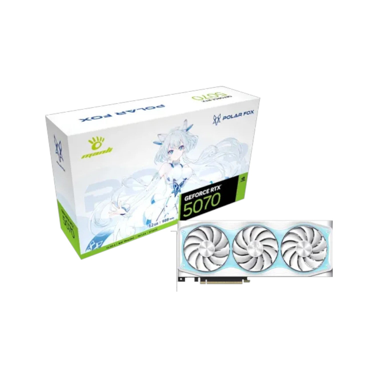 Manli Polar Fox V2 GeForce RTX 5070 OC 12GB GDDR7 Graphics Card (GCM90102)