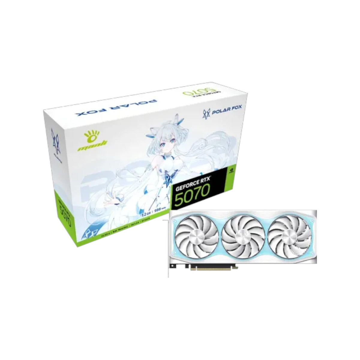Manli Polar Fox V2 GeForce RTX 5070 OC 12GB GDDR7 Graphics Card (GCM90102)