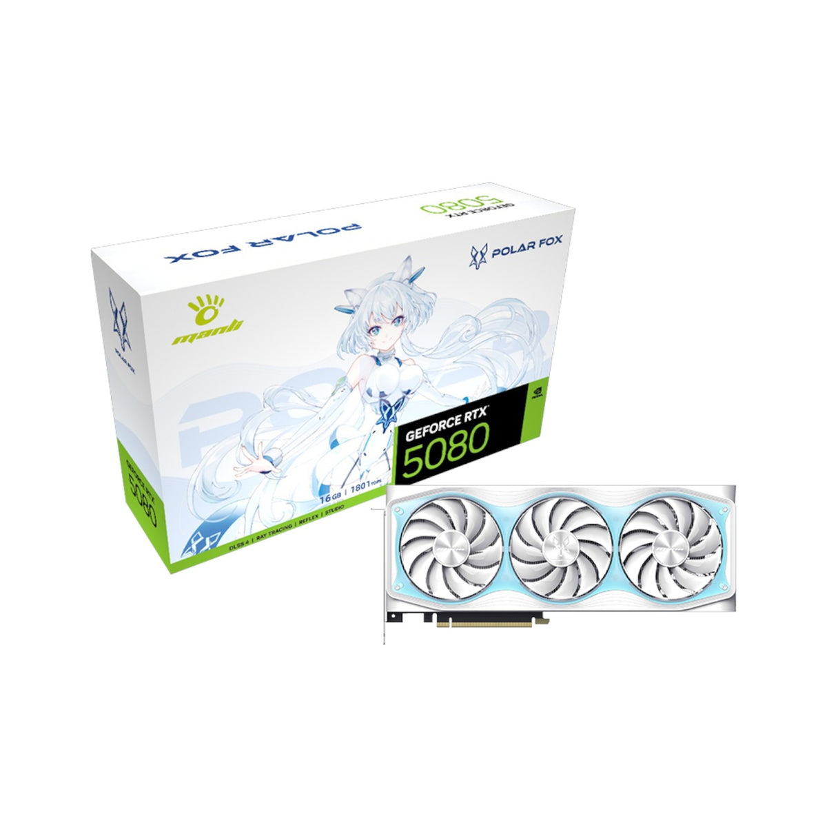Manli Polar Fox V2 GeForce RTX 5080 OC 16GB GDDR7 Graphics Card (GCM90101)