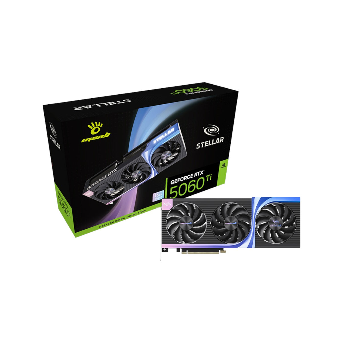 Manli Black Stellar GeForce RTX 5060 Ti OC 16GB GDDR7 Graphics Card (GCM90117)