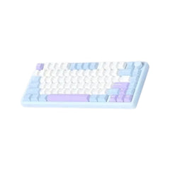 Monka A75 tri-mode mechanical gaming keyboard featuring a vibrant colorful geometric pattern design and RGB backlighting.